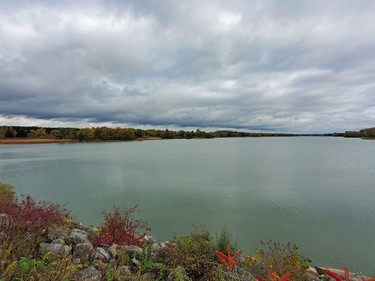The view of the Pittock Reservoir from the Pittock Dam in Woodstock, Ont. on Wednesday October 21, 2020. Greg Colgan/Woodstock Sentinel-Review/Postmedia Network