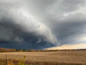 Mark Robinson spent Friday afternoon and 
evening chasing what he called one of the wildest October storm systems he has never seen. The professional "storm hunter" and meteorologist snapped this shot near Goderich. Mark Robinson/The Weather Network