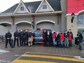 High River firefighters, Salvation Army members, and staff from High River Co-op, all gathered in front of Co-op on Nov. 14 to kick off the 2020 Foothills Salvation Army’s Kettle Campaign.