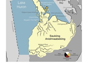 Saugeen Ojibway Nation traditional territory. 
(SON map)