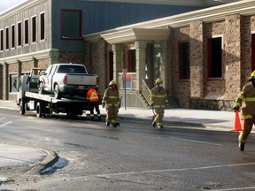 North Bay firefighters clean up the scene following a two-vehicle collision near the intersection of Wyld and Oak streets this morning. The block of Oak between Ferguson and Wyld was closed following the crash shortly before 8:30 a.m. No further information is available at this time.
PJ Wilson/The Nugget