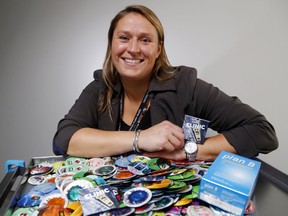 Sexual health program manager Stephanie McFaul displays condoms and a box of emergency contraception pills at the Hastings Prince Edward Public Health office in 2015. Staff are now urging more testing and condom use as locate rates of sexually-transmitted infections increase.