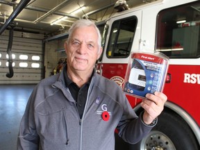 John Gignac, with the Hawkins-Gignac Foundation for CO Education, promoted CO detector use Tuesday during an event at Sarnia's East Street fire hall.