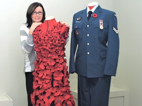 JMI Design Studio owner Julie Gohm and her staff have finished a poppy dress to recognize Remembrance Day.  The dress took about 300 hours to complete and is made up of 600 to 700 poppies ranging in size from small to very large.
Rocco Frangione Photo