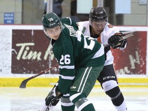 Sherwood Park Crusaders forward Ty Mueller has been given a "C" grading by NHL Central Scouting, indicating he is considered a possible fourth through sixth round selection. Photo courtesy Target Photography