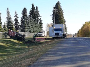 Workers prepare to dig lines for TELUS's experimental fibre project in Parkland County. Representatives from the company recently shared more on the initiative with the Reporter/Examiner.