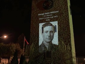 A video honouring Norfolk’s fallen soldiers will be broadcast at 6:30 p.m. on Remembrance Day. The service will show the 405 men, including George Eaton Atkinson of Port Rowan, and one woman that lost their lives. (CONTRIBUTED)