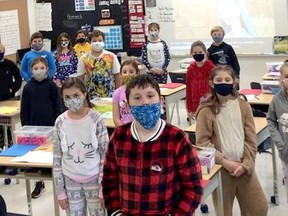 Students from Wallaceburg's St. Elizabeth Catholic School participate in a pyjamas day to support Hayden's Hope Foundation. Submitted