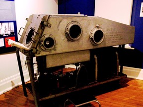 Polio led to the Canadian mass manufacture of the iron lung in the basement of the sick kidsÕ hospital in Toronto in 1937, which kept people alive in spite of the paralysis. These units were simple, crude, and effective, allowing victims to breathe with assistance until they could do so on their own. Due to the success of worldwide immunization, polio has become limited to only two countries in the world.  
Lorraine Payette/For Postmedia Network