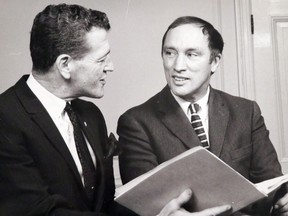 Sault Ste. Marie MP Terrence Murphy and Prime Minister PIerre Trudeau speak in June 1968.