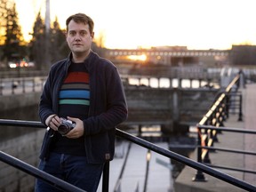 Matthew Hollett, winner of the CBC Poetry Prize for his poem Tickling the Scar, was inspired by the pandemic and walks along the Lachine Canal, where he is seen here on Thursday, Nov. 12, 2020.