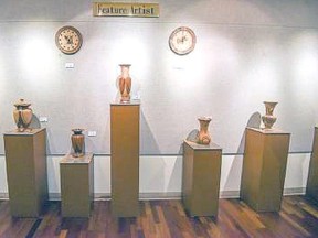 Lyle Zutz’s wood work is on display at the Melcor Cultural Centre in Spruce Grove. Zutz lost his job in heavy industry because of several workplace injuries, but found a new passion in creating vases.