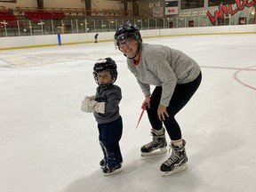 Courtney Kay and her son Brooks participate in the Me&My Parent CanSkate program with the Tricenturena Waterford Arena. (CONTRIBUTED)