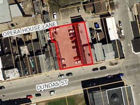 The old Capital Theatre site at 385 Dundas Street was the subject of heated debate among Woodstock city councillors. Developers for the property are expected to return to the Nov. 19, 2020 meeting of council with an update. (City of Woodstock)