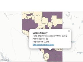 As of Thursday there are 59 active cases of COVID-19 in the Vulcan County region.