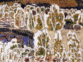 David Milne, Canadian (1882 – 1953) Pool and Birches (1917), oil on canvas, 56.00 x 66.00 cm, Gift from the Douglas M. Duncan Collection, 1970, 1970.62. (Courtesy of the Woodstock Art Gallery)