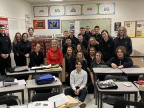 St. Patrick High School students from Karen Laucke’s grade twelve physics class collected the most non-perishable food items during the 2019 Irish Miracle food drive. Due to COVID-19, the 2020 Irish Miracle will be taking place virtually. Handout/Sarnia This Week