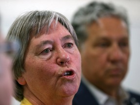 Deb Schulte, federal minister of seniors, speaks with media following an announcement in Winnipeg in January. (Kevin King/Postmedia Network)