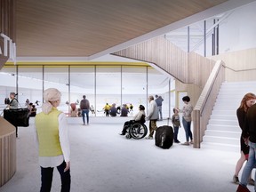 A design of the lobby at the proposed community and recreation centre in West Ferris. Submitted Graphic