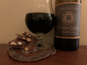Dark beer fans will savour B'Urban Legend, a spelt and oatmeal stout aged for six months in bourbon barrels. London Brewing releases it annually in time for Christmas gift-giving. (BARBARA TAYLOR/The London Free Press)