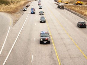 A procession that included the hearse carrying police constable Marc Hovingh’s body travelled from Toronto to Manitoulin Island on Monday.