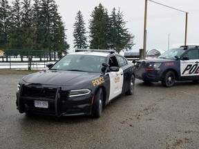 Oxford OPP and Woodstock Police Service vehicles.