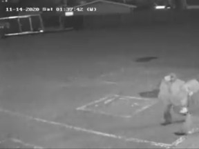 A still image of two people, captured by video surveillance footage, who later broke into a shed and trailer at the Rorab Shrine Club earlier this month before stealing a number of Christmas cakes. A fundraiser has since launched on GoFundMe to help support the club.