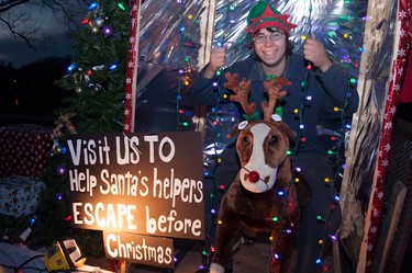 David Cassidy was trapped on Escape From Reality’s float during the annual Parade of Lights in Stratford on Sunday. Chris Montanini\Stratford Beacon Herald