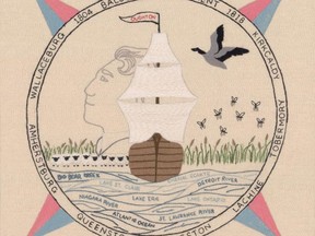 The tapestry made by the Tulip Tree Needlarts Guild that depicts the Baldoon settlement's origins. Submitted