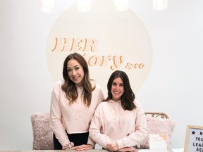 Gillian King and Marissa Lair, co-founders of HERstory and Co, pictured here at the opening of their storefront in Walkerton at 236 Durham Street East.
