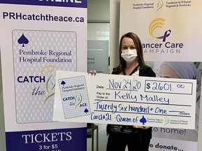 Kelley Malley won $2,601 as the week #19 winner in the Pembroke Regional Hospital Foundation’s Catch the Ace progressive jackpot raffle. Submitted photo