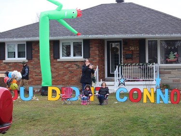 Parade and party time at the Wilson home. Photo on Saturday, November 28, 2020, in Cornwall, Ont. Todd Hambleton/Cornwall Standard-Freeholder/Postmedia Network