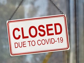 Closed sign due to COVID-19.