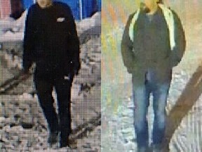 Surveillance photos of suspect #1 (left) and  suspect #2