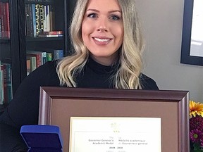 Jessica Houlachan, a graduate of the Social Service Worker program at Northern College, received the distinguished Governor General's Award Medal.