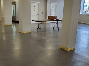 A new non-slip floor has been installed in OSHaRE's dining hall, which will soon reopen as a new walkthrough area with features aimed at preventing the spread of COVID-19, so people can wait and receive their takeaway lunches and suppers indoors. SUPPLIED