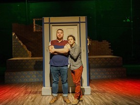 Jake Deeth (left) and Alessandro Costantini each play 11 characters in YES Theatre's production of Bed & Breakfast. Supplied