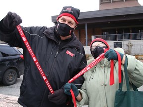 Ron and Mary Roy, of Action Sudbury, attended the launch of the Festive RIDE campaign to kick off the annual Red Ribbon initiative on Friday.