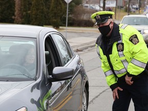 Greater Sudbury Police, Ontario Provincial Police and railway police, along with community partners, participated in a spot-check at the launch of the Festive Reduce Impaired Driving Everywhere (R.I.D.E.) Campaign in Sudbury, Ont. on Friday November 27, 2020.