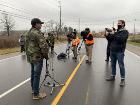 Skyler Williams held a small news conference Thursday at the barricade of the protest site that's been dubbed Land Back Lane in Caledonia.