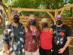 The Women’s Centre Grey Bruce is selling pandemic face masks this year. Staff members wearing them are, from the left, Andrea Oelschlagel, Joyce Ann Johnston, Kathie Cole and Allison Hillyer. (Supplied to The Sun Times/Postmedia Network)
