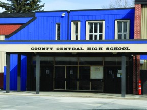 County Central High School has posted this message on its board after the school, like others througout the province, closed due to the COVID-19 pandemic. STEPHEN TIPPER