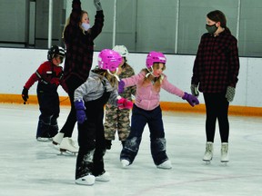 Members of the Vulcan Skating Club had one last session Nov. 25 at the Vulcan District Arena before the arena closed Friday for group and team activities. Until further notice, all Town of Vulcan recreation facilities are now closed for all group and team activities. The Town's recreation facilities will be open for single family and one-on-one coaching, reads the Facebook page of the Town of Vulcan's recreation department. All bookings must be made by noon the day before, during business hours from Monday to Friday. Phone 403-485-6659 or email cschneider@townofvulcan.ca for inquiries and bookings.