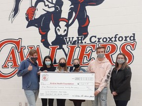 From left to right, W.H. Croxford Students Mattias Wall, Isabella Palamaruk, Emily Bates, Gracie Brade, Ty Boese presented Michelle Bates with a donation of $5,000. Submitted