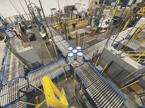The packaging and raw material area at the Regina facility can output between 600-800 pallets per day