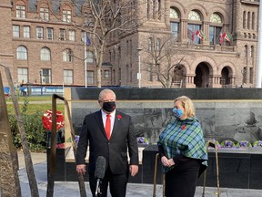 Ontario Premier Doug Ford and Minister of Heritage, Sport, Tourism and Culture Industries Lisa MacLeod took part in the unveiling of the new Afghanistan Memorial at Queen's Park during Remembrance Day ceremonies Wednesday.
TWITTER PHOTO