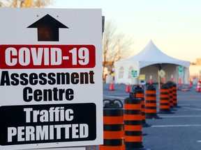 Loyalist College students will build a winter shelter for Trenton's COVID-19 assessment centre, above. They're already at work on one for the Belleville centre.