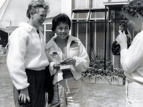 Sara Jenkins (left) is shown at the British Empire Games in 1956.