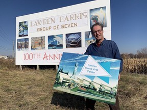 Mike Tutt, of Brantford, has put up prints of Lawren Harris prints on a billboard on Garden Avenue, just off Highway 403, to commemorate the 100th anniversary of the Group of Seven and to promote a proposal that would see Elements Casino Brantford moved to Garden Avenue and the current casino building transformed into the Lawren Harris Arts Centre.