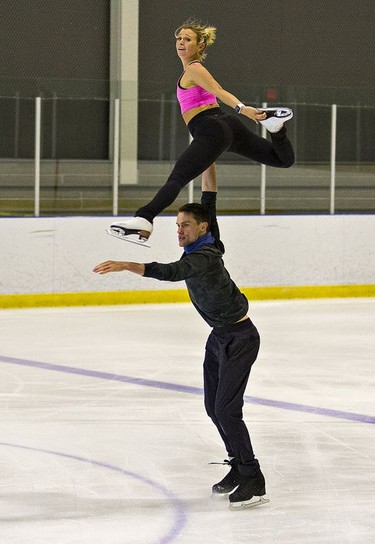 National champions Kirsten Moore-Towers and Michael Marinaro practise on Tuesday November 17, 2020 at the Wayne Gretzky Sports Centre in Brantford, Ontario. Brian Thompson/Brantford Expositor/Postmedia Network